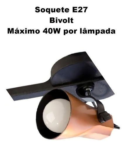 Luminária Teto Spot Triplo Trilho Ideal Praia Branco Preto