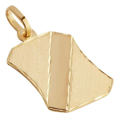 Pingente Placa Com Detalhes Em Fosco E Diamantado Ouro 18k Cor Amarelo