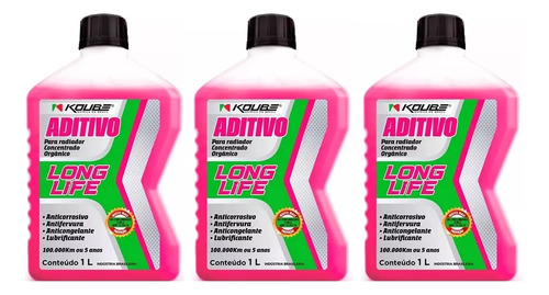 Aditivo Radiador Concentrado Orgânico Long Life 1l 3 Und