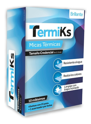 Mica Termica Credencial 10ml (100 Pzas) Termiks 8x11.5 Cm