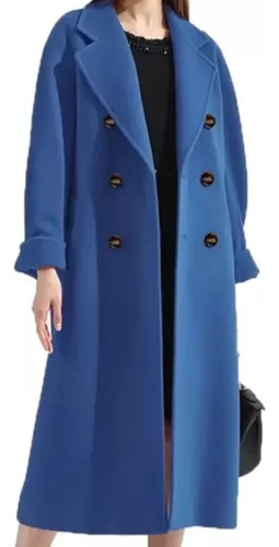 Abrigo Largo, Elegante Abrigo De Felpa Cruzado Para Mujer