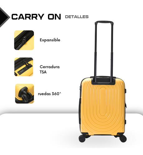 Valija Carry On Cabina 20 Pulgadas Equipaje De Mano De Viaje Amarillo Lisa