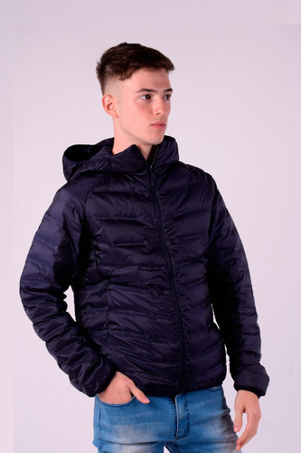 Campera Uniqlo Navy Ultra Light Down Hombre Con Capucha