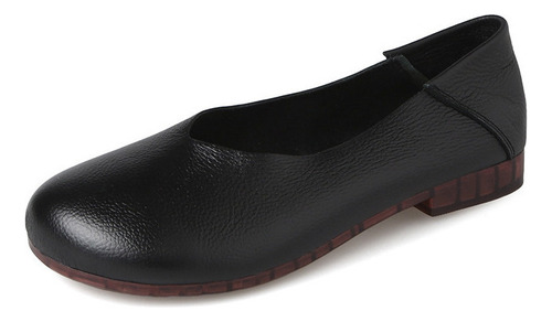 Zapatos Planos Business Mujer En Piel Negro Con Tacón Bajo
