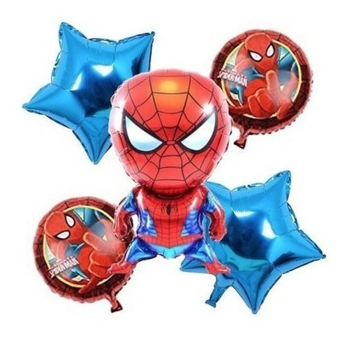 Set 5 Globos Spiderman 60cm 3d+4metalizados 45cm