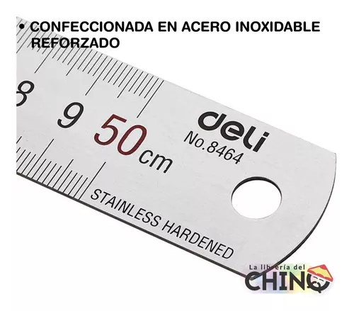 Regla Metálica Deli 50 Cm Con Estuche