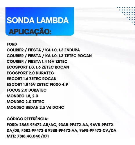 Sonda Lambda Ford Fiesta Ka Ecosport 1.6 Rocam Primaria