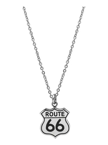 Collar Dije Ruta 66 Biker Acero Inoxidable