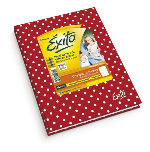 Cuaderno Exito N1 16 X21 Lunares Rojo 48 Hojas Rayadas