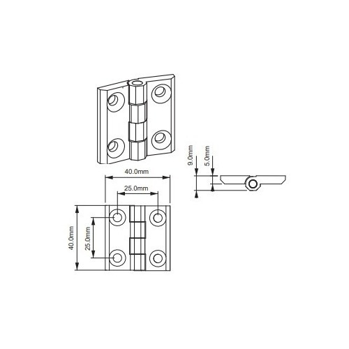 Dobradiça 40x40 Em Zamak Com Abertura 270 Graus Kit 10 Und