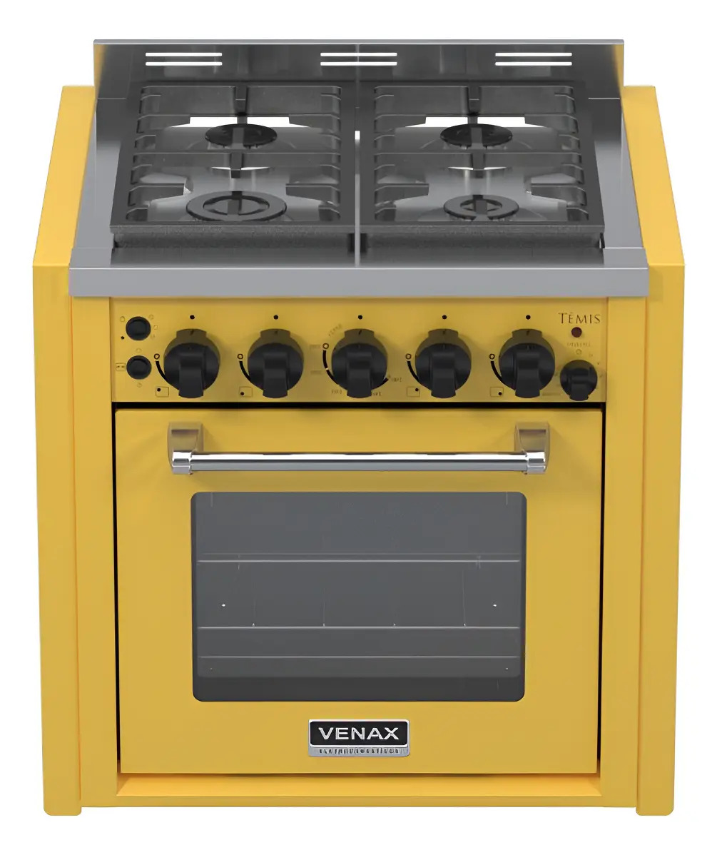 Fogao De Embutir 4 Bocas Venax Temis Amarelo Gas Glp