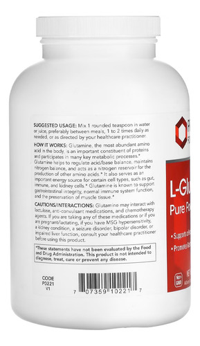 L-glutamina Em Pó Protocol 454 G Puro Importado