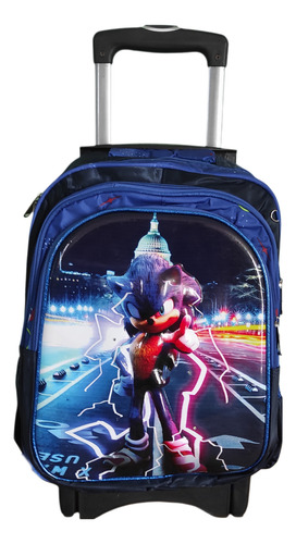 Mochila Lonchera Y Lapicera Con Llantas. Sonic, Spiderman, Capitan América Y Mas