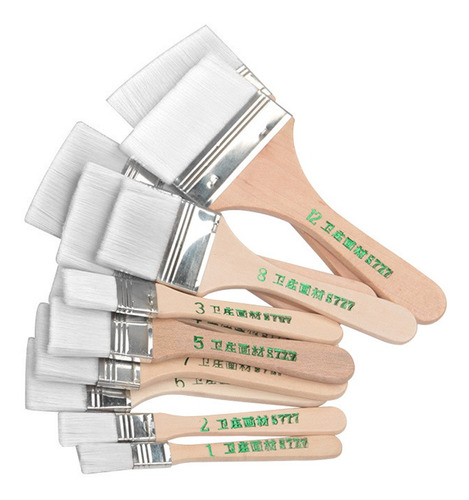 Imagen 1 de 6 de 12pcs/set Plana Nylon Pelo Madera Penholder Pintura Al Óleo