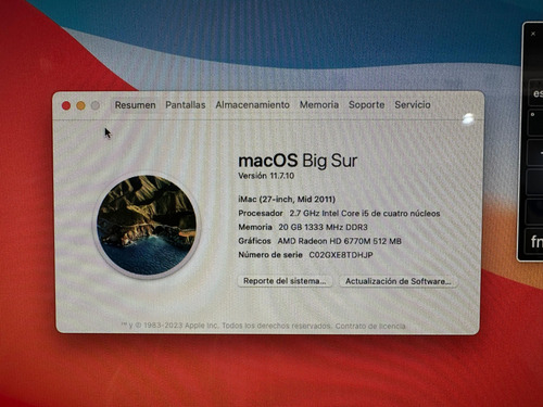 Imac 2011 27 Pulgadas Plata (Usado)