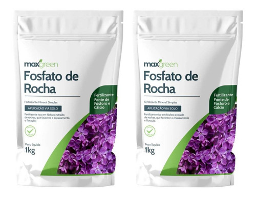 2x Fertilizante Mineral Fosfato De Rocha (1kg) Maxgreen