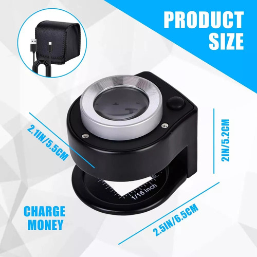 Lupa Recargable, Lupa De 60x Con 6 Luces Led Luz Uv
