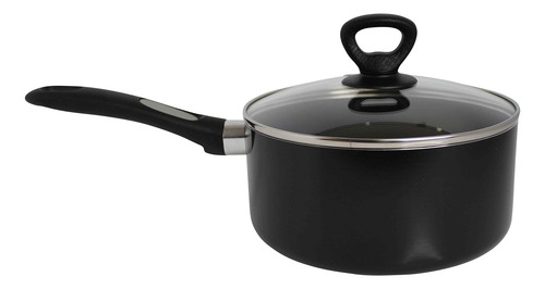 Cacerola Antiadherente De Aluminio Con Tapa 1 Litro Negra