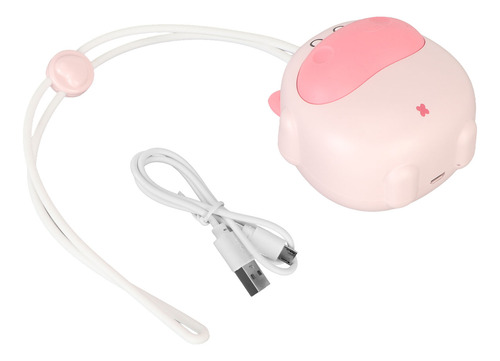 Miniventilador De Mano Rosa Con Cuello Colgante, Recargable