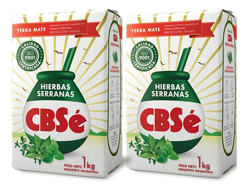 Cbse Yerba Mate Hierbas Serranas 2 Kg Paquete De 2 Unidades.