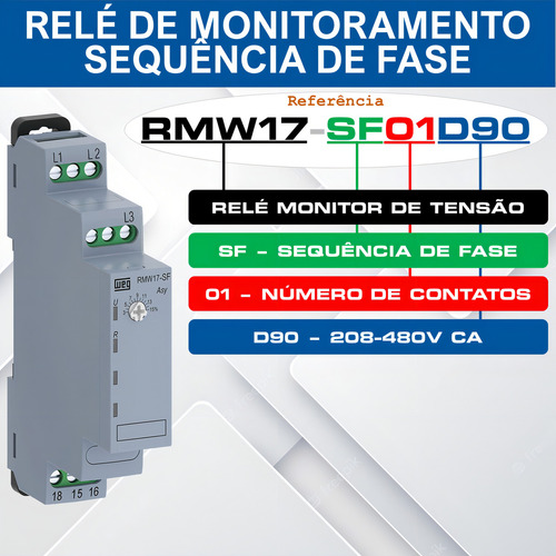 Relé Sequência De Fase 220-480v Trifásico Weg Rmw17-sf01d90