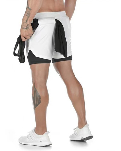 Gimnasio Short Con Licra Deportiva 2 En 1 Hombre Correr