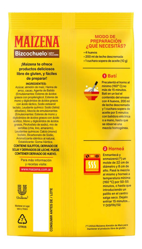 Premezcla Maizena Bizcochuelo Sin Tacc De Chocolate 450gr