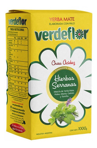 Yerba Mate Verdeflor Hierbas Serranas 1kg