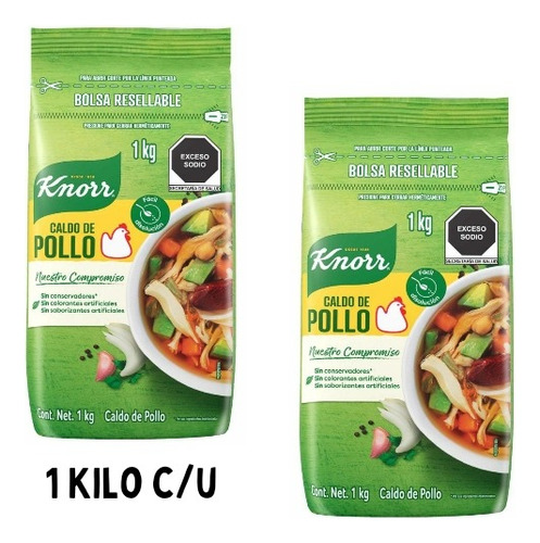 2 Kilos Caldo Pollo Knorr Sazona Todo Platillo Especias Coci