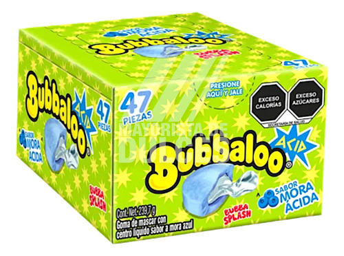 Mondelez Chicle Dulce Bubbaloo Mora Acida 47 Piezas