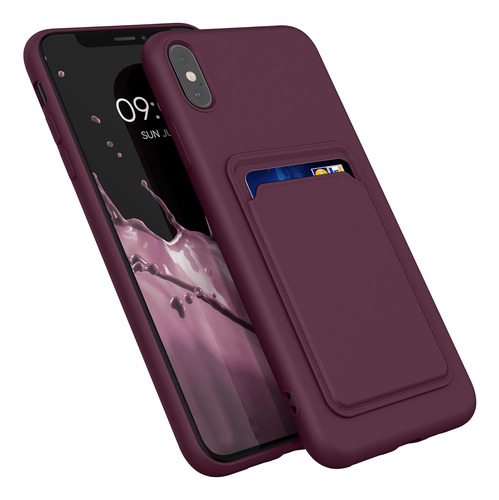 Funda Para iPhone XS Max - Bordo Con Tarjetero