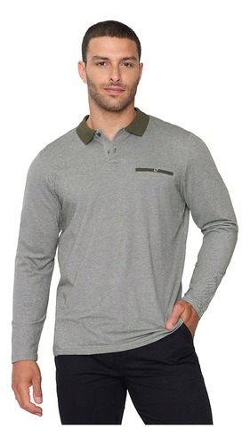 Polera Hombre Polo Piqué M/l Musgo Corona