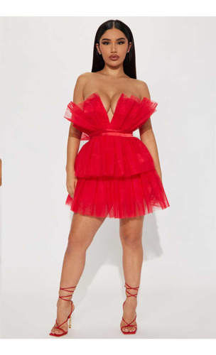 Vestido De Fiesta De Tull Rojo Marca Fashion Nova