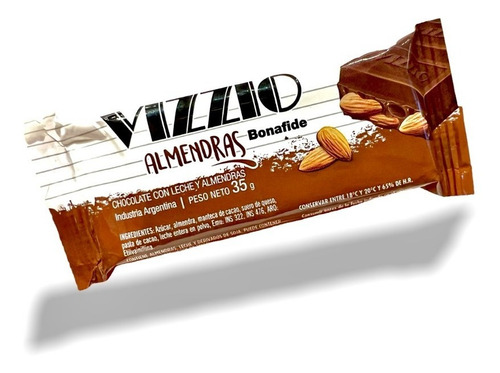 Chocolate Vizzio Almendras 35gr Pack X20u - La Golosineria