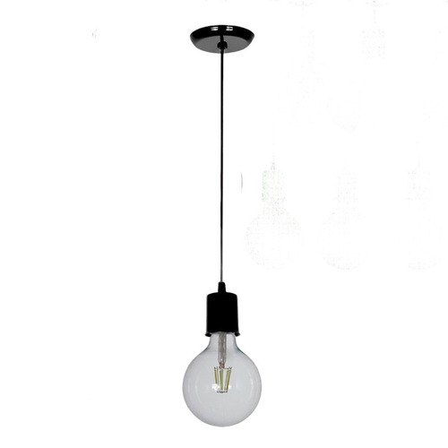 Imagen 4 de 4 de Lámpara Colgante Negro Vintage Portalampara Cable E27 Bell05
