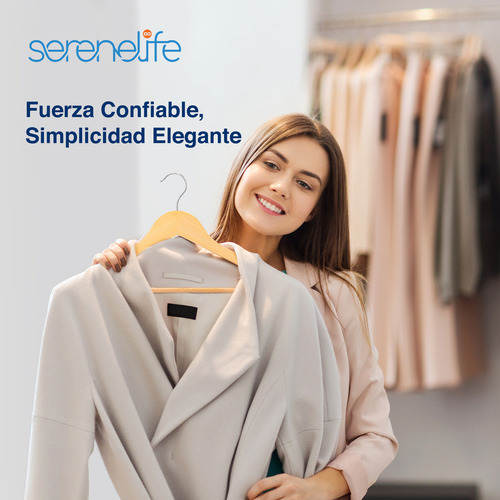 SereneLife SLHWD30 Juego de Colgadores de Ropa Resistente Paquete de 30 Marrón