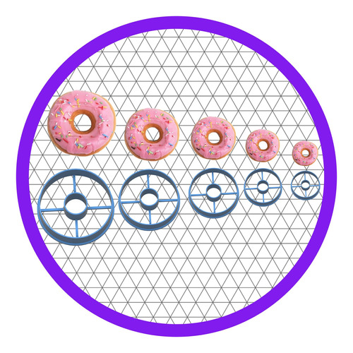 Kit 5 Cortadores Rosquinhas Donuts Redondo 4, 6, 8, 9 E 10cm