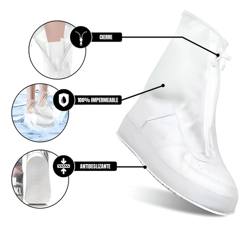 Cubre Calzado Lluvia 2x Fundas Calzado Impermeable Protector