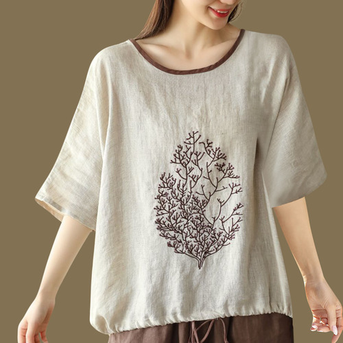 Camiseta Sin Mangas Lisas Con Cuello Redondo Y Manga Media P