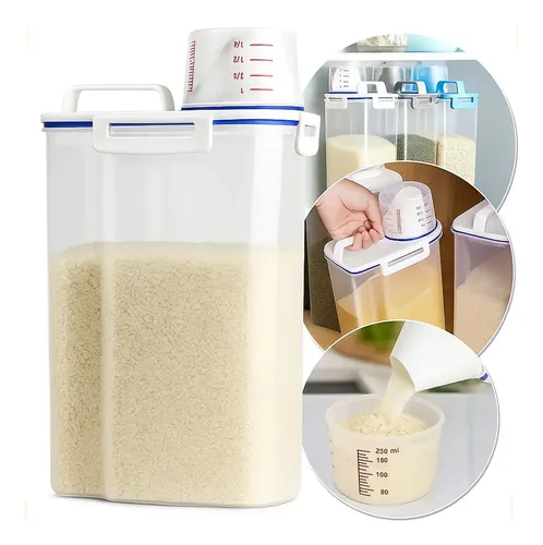 Dispenser transparente de 2 litros para ração e grãos