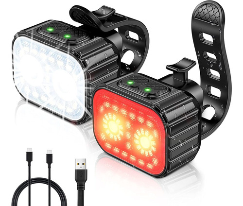 Juego De Luces Led Para Bicicleta Recargables Impermeables 