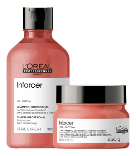 Kit Loreal Inforcer Shampoo 300ml + Mascara 250g