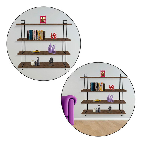 Estante Decorativa Com 4 Prateleiras Gênova Preto/villandry