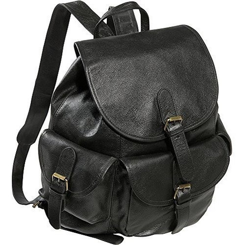 Amerileather Urban Buckle- Flap Backpack (negro)