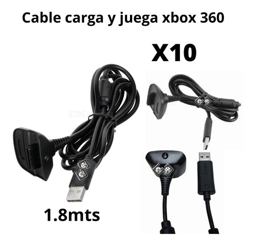 10 Cable Extensión Control Kit Carga Y Juega Para Xbox 360