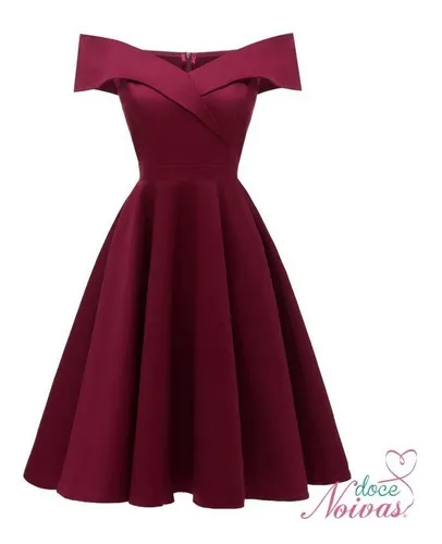 Vestido Festa Curto Marsala Al a Ombro Parcelamento sem juros