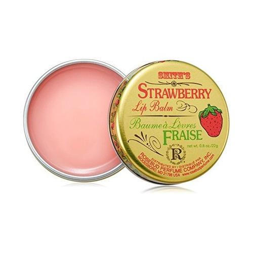 Rosebud, Strawberry Lip Balm De Estaño, 0,8 Onza