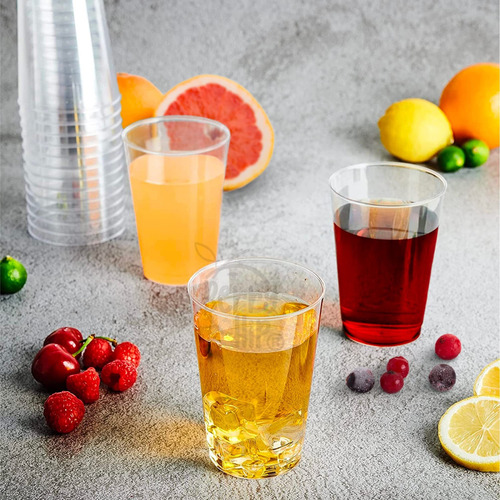100 Vasos De Plástico Transparentes Reutilizables, Elegantes