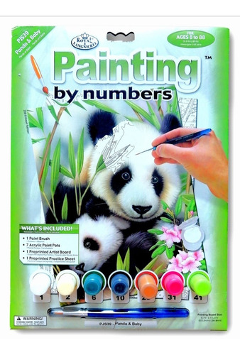 Set Para Pintar Por Números - Panda Y Bebe.