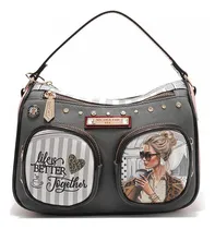 Comprar Bolsa Tipo Mensajera Nicole Lee Print Ladies Night Fw24 Acabado de los herrajes Níquel Color Ladies Night Out Correa de hombro Gris